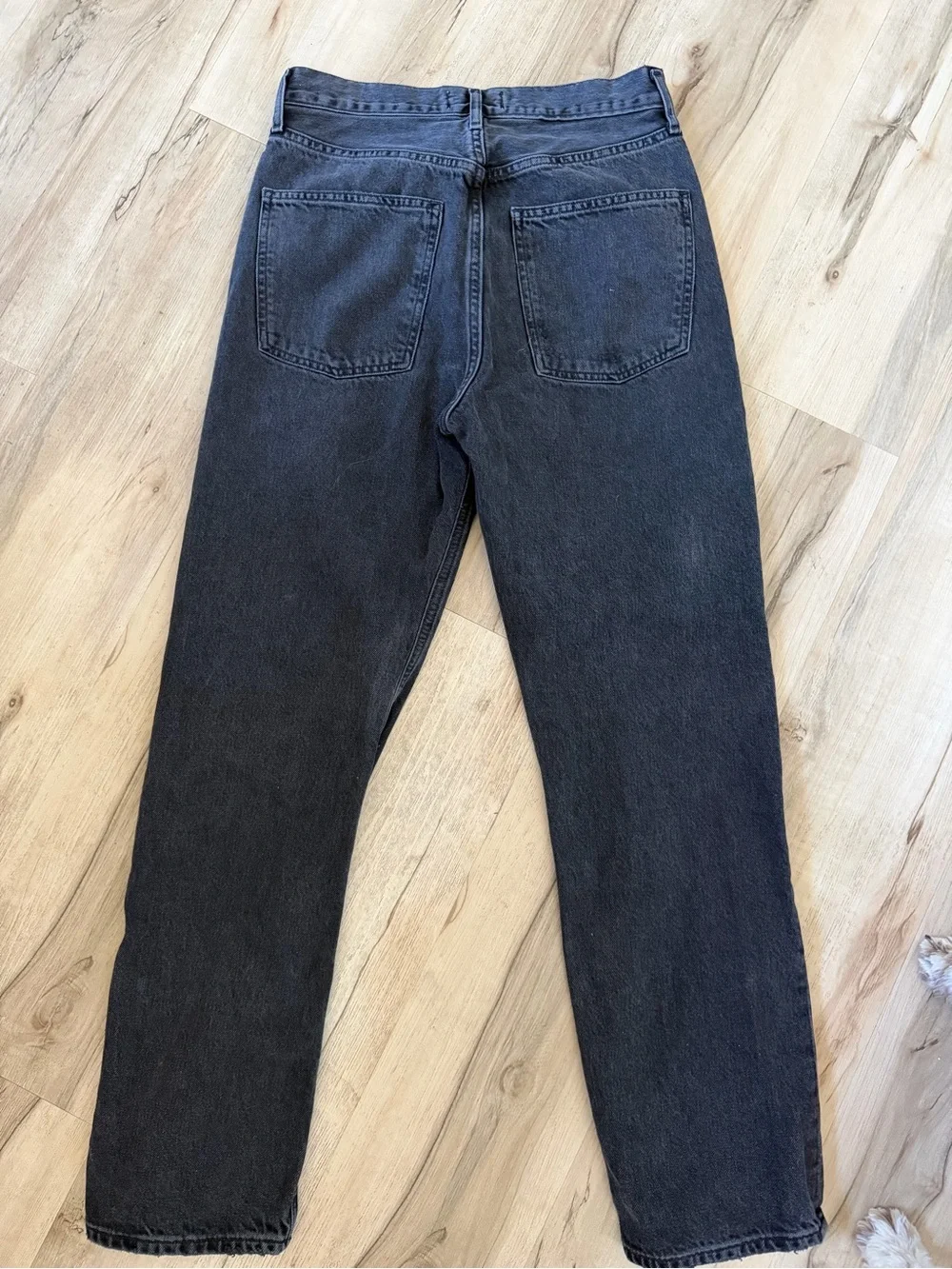 AGOLDE LA High Rise Distressed Button Fly Straight Leg Jeans Gray Size 25